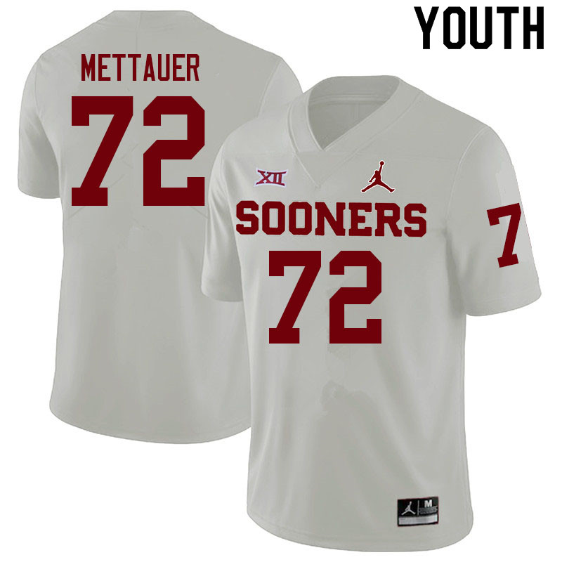 Youth #72 McKade Mettauer Oklahoma Sooners College Football Jerseys Sale-White - Click Image to Close